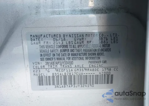 2018 Nissan Sentra S z USA, uszkodzony, nr VIN 3N1AB7AP3JY324590